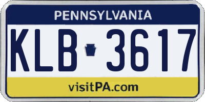 PA license plate KLB3617
