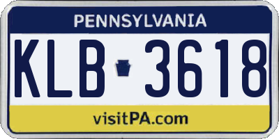 PA license plate KLB3618