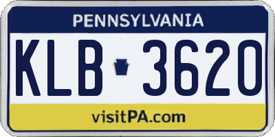 PA license plate KLB3620