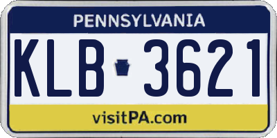 PA license plate KLB3621