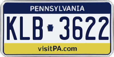 PA license plate KLB3622