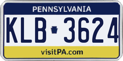 PA license plate KLB3624
