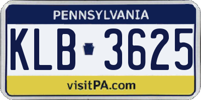 PA license plate KLB3625