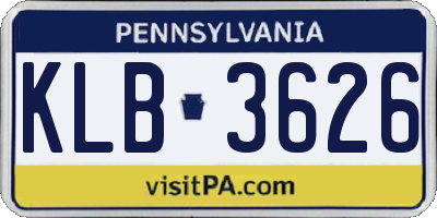 PA license plate KLB3626