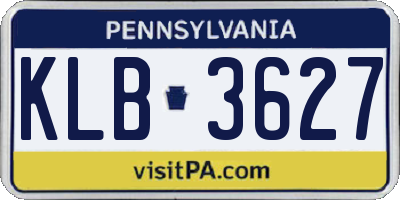 PA license plate KLB3627