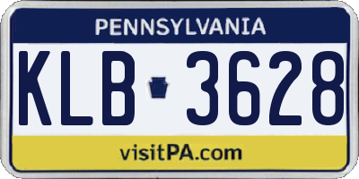 PA license plate KLB3628