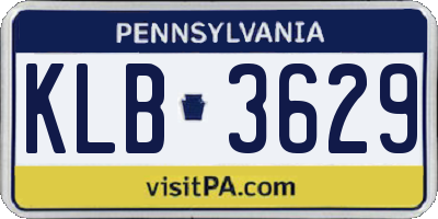 PA license plate KLB3629