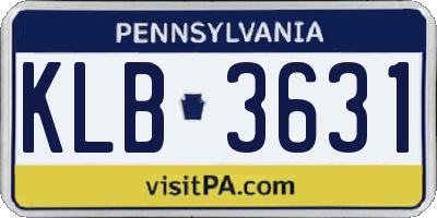PA license plate KLB3631