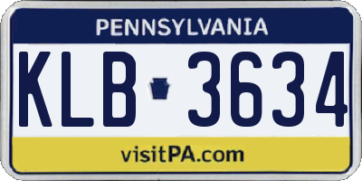 PA license plate KLB3634