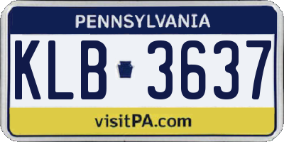 PA license plate KLB3637