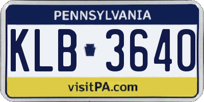 PA license plate KLB3640