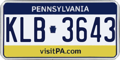PA license plate KLB3643