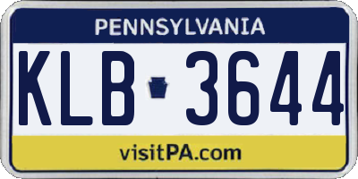 PA license plate KLB3644