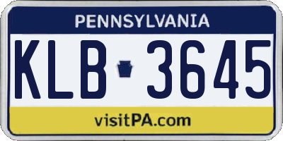 PA license plate KLB3645