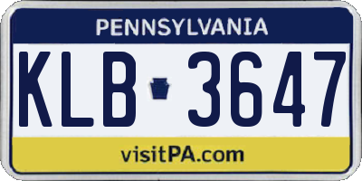 PA license plate KLB3647