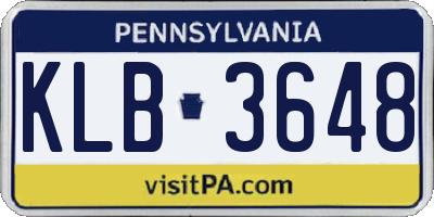 PA license plate KLB3648