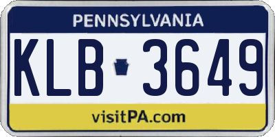 PA license plate KLB3649