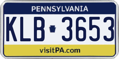 PA license plate KLB3653