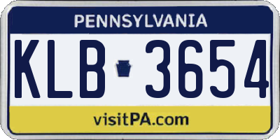 PA license plate KLB3654