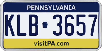 PA license plate KLB3657