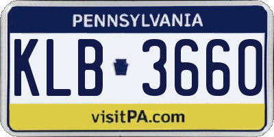 PA license plate KLB3660