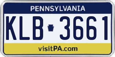 PA license plate KLB3661