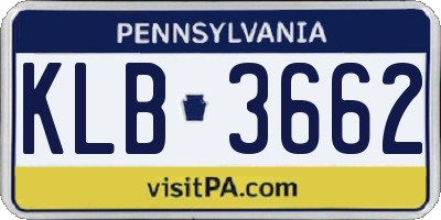 PA license plate KLB3662