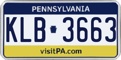 PA license plate KLB3663