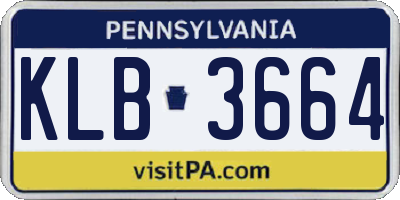 PA license plate KLB3664