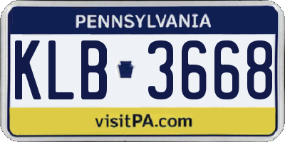 PA license plate KLB3668