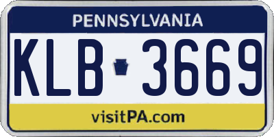 PA license plate KLB3669