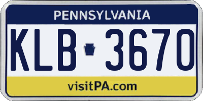 PA license plate KLB3670
