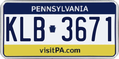 PA license plate KLB3671