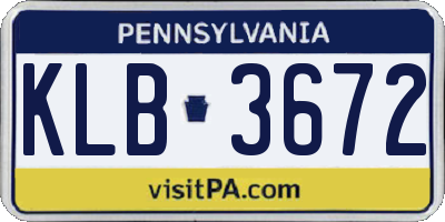 PA license plate KLB3672
