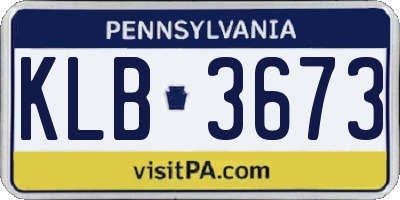 PA license plate KLB3673