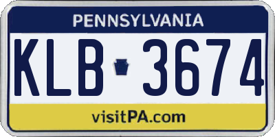 PA license plate KLB3674
