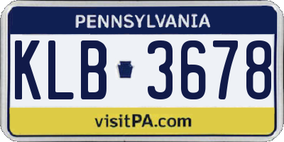 PA license plate KLB3678