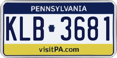 PA license plate KLB3681