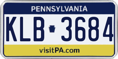 PA license plate KLB3684