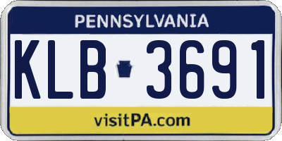 PA license plate KLB3691