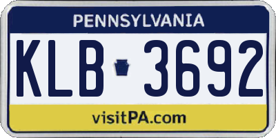 PA license plate KLB3692
