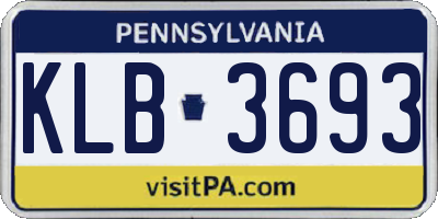 PA license plate KLB3693