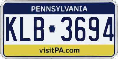 PA license plate KLB3694