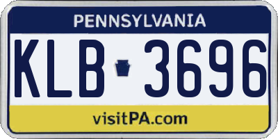 PA license plate KLB3696