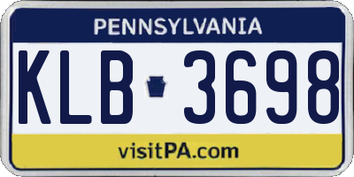 PA license plate KLB3698
