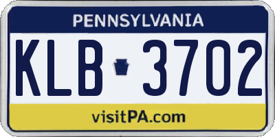 PA license plate KLB3702