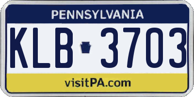 PA license plate KLB3703