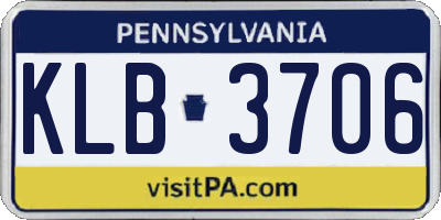 PA license plate KLB3706