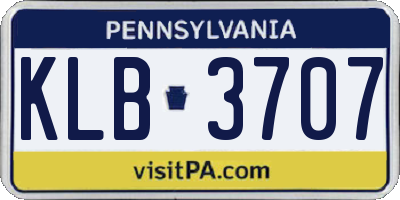 PA license plate KLB3707