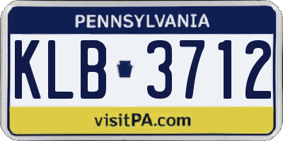 PA license plate KLB3712